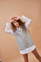 חליפת קלואה אפור ולבן - DANA SIDI GIRLS