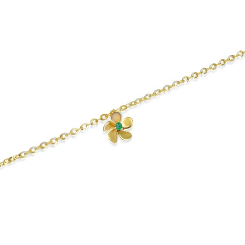 צמיד פרח זהב ואמרלד