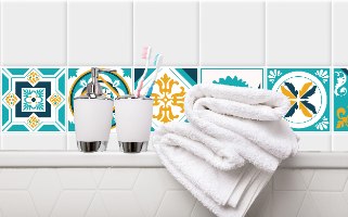 12 מדבקות לאריחים 10*10 ס''מ רטרו דגם 1291