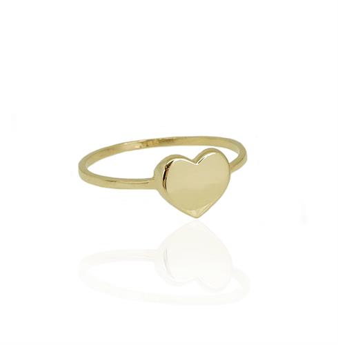 טבעת זהב לב לזרת (אופציה לחריטה)