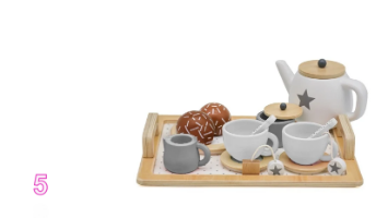 חבילת צעצועץ - הכולל מטבח דגם אילון, מצנם מעץ, ערכת גלידריה, עוגה מעץ, ערכת תה מעץ ומגש פירות מעץ