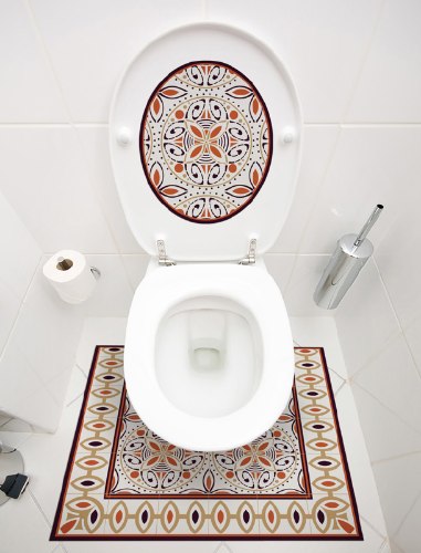 שטיחון ומדבקה לאסלה קינמון דגם 243