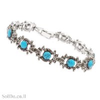 צמיד מכסף לאישה משובץ מרקזטים  וטורקיז Z3165 | תכשיטי כסף 925 | צמידי כסף
