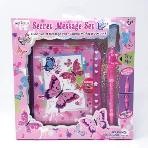 יומן סודי פרפר עם עט אור בילתי נראה - HOT FOCUS