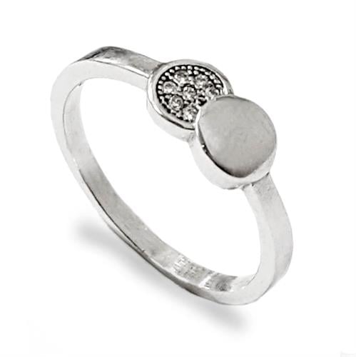 טבעת כסף עיגול חלק ועיגול משובץ אבני זרקון RG5561 | תכשיטי כסף | טבעות כסף