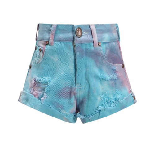 שורט ג'ינס VIEW טאי דאי טורקיז 2-16