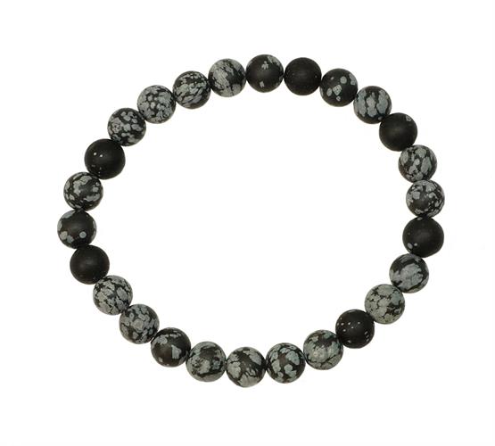 צמיד לגבר אופנתי אבני סנופלייק שחורות