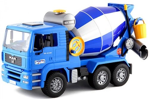 מערבל בטון מאן MAN עם צינור מים ואביזרים - כחול Bruder