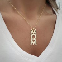 שרשרת MOM אנכית עם חריטות דגם LA298