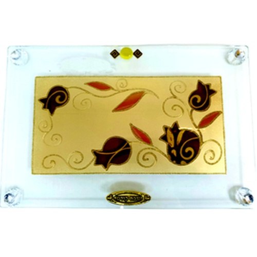 קרש חיתוך / מגש מלבני גדול רימונים בורדו זהב 29