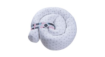 לולי שבלולי אפור בהיר- נחשוש מכותנה אורגנית- 2 מטר- עם חוטים מיועדים לקשירה למיטה