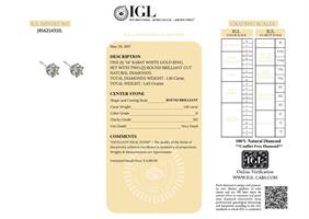 עגילי יהלום 14 קרט משובץ 1.10 קראט