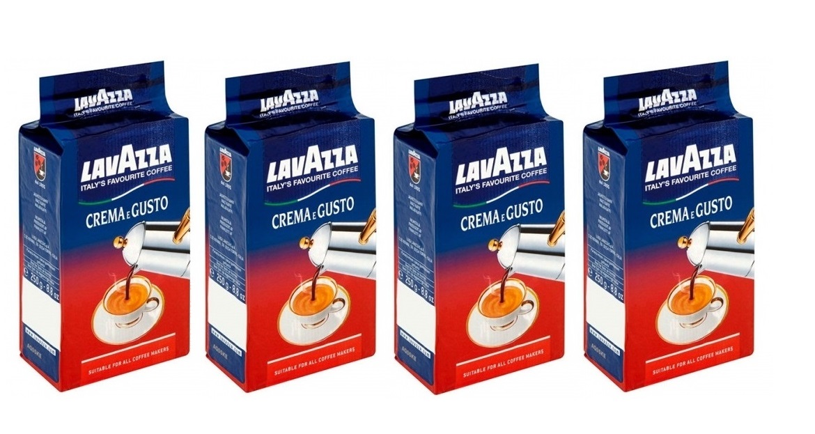 4 אריזות 250 גרם קפה טחון lavazza Crema e Gusto Classico