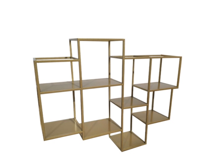 נישת מדפים מתכת לקיר זהב