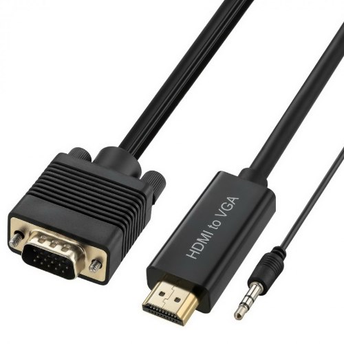 כבל ממיר HDMI ל-VGA + אודיו באורך 2 מטר (HDMI במחשב - VGA במסך)