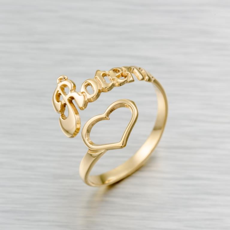 טבעת שם בעיצוב אישי גולדפילד 18 קראט איכותית בצורת לב יפיפיה