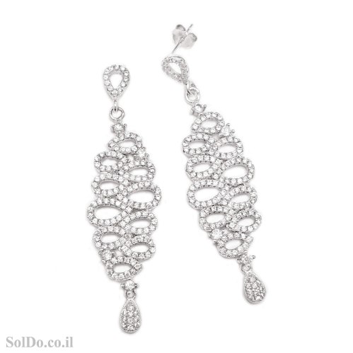 עגילים מכסף ארוכים משובצים אבני זרקון A8884 | תכשיטי כסף 925