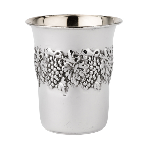 כוס רביעית כסף טהור דגם חזון איש ענבים