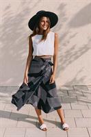 חצאית מעטפת הדפס גאומטרי שחור-לבן