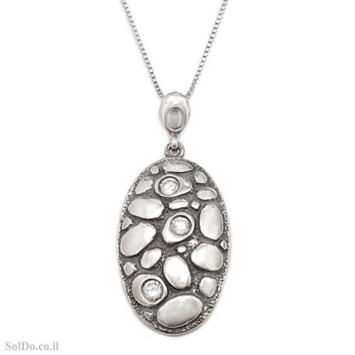 תליון מכסף מעוצב משובץ אבני זרקון T6231 | תכשיטי כסף