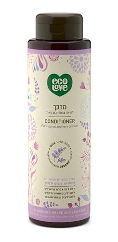 Ecolove  מרכך לשיער צבוע ויבש מתמציות אורגניות אוכמניות ענבים ולבנדר 500 מ"ל