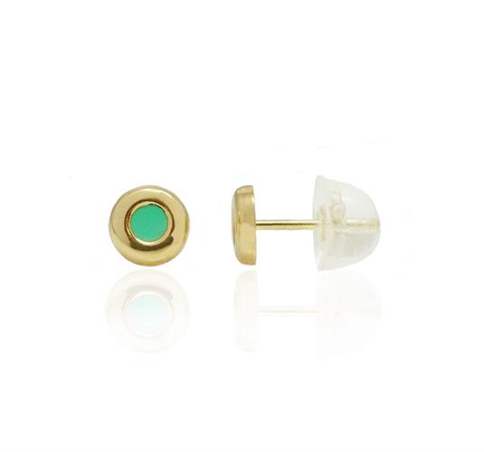 עגילי זהב נקודה עם אמייל טורקיז / אדום / ורוד לבחירה