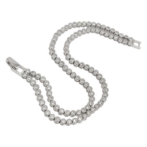 צמיד כסף טניס 2 שורות משובץ אבני זרקון  Z3042 | תכשיטי כסף 925 | צמידי כסף