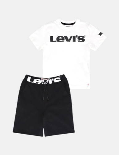 Levis חליפה לבנה לוגו שחור מידות 1-15 שנים