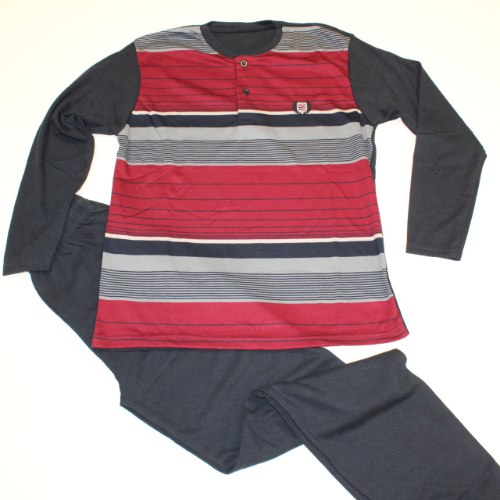 פיג'מה גבר אינטרלוק פסים בורדו