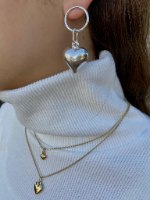 עגילי לב רטרו ענק כסף 925