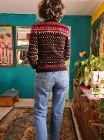 קרדיגן סקנדינבי באדום ושחור מידה S/M