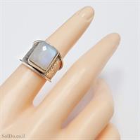 טבעת רחבה מכסף משובצת אבן מונסטון  RG6117 | תכשיטי כסף 925 | טבעות כסף