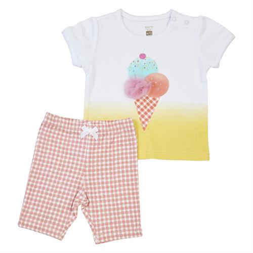 חליפה קצרה גלידה לבן-צהוב