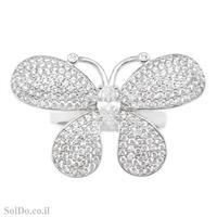 טבעת מכסף דגם "פרפר" משובצת אבני זרקון  RG6149 | תכשיטי כסף | טבעות כסף