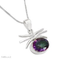 תליון מכסף משובץ מיסטיק טופז T6208 | תכשיטי כסף