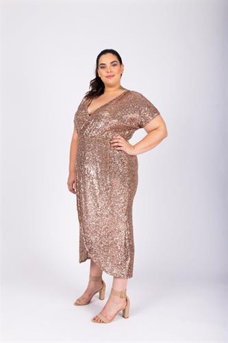 שמלת לורנה פייטים רוז גולד