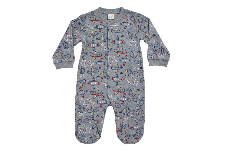 אוברול טריקו ארוך מטוסים אפור