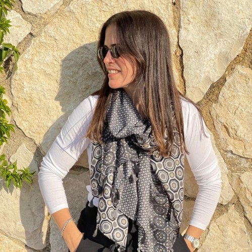 צעיף אפור מתומנים וינטג'