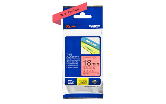 סרט סימון שחור על רקע אדום Brother TZe441 Labelling Tape Cassette 18mmx8m