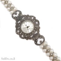 שעון מכסף מעוצב פנינים משובץ מרקזטים SH3270 | תכשיטי כסף