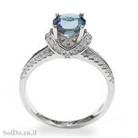 טבעת מכסף משובצת אבן טופז כחולה  וזרקונים RG1595 | תכשיטי כסף 925 | טבעות כסף