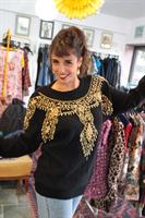 סוודר שחור גרנדיוזי שנדלירי זהב מידה L/XL