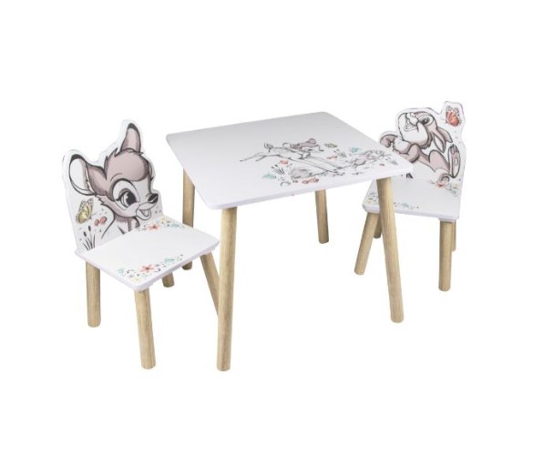 BAMBI|במבי- שולחן + 2 כיסאות עץ במבי