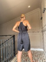 גופייה סאטן משי - שחור