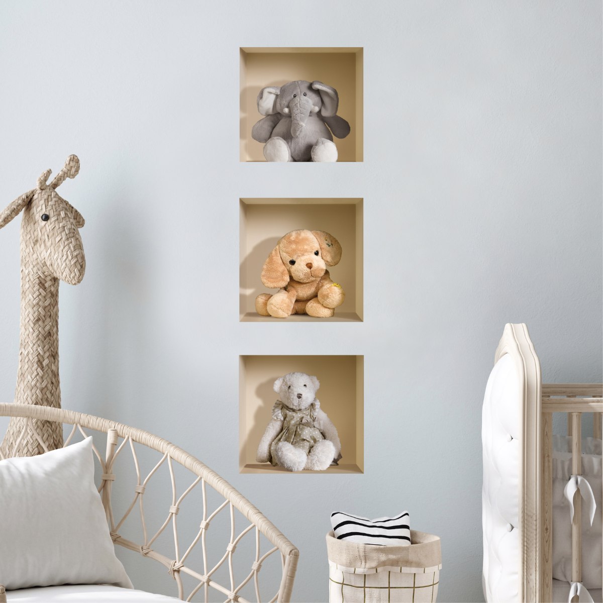 שלישיית מדבקות קיר דובוני פרווה דגם 021