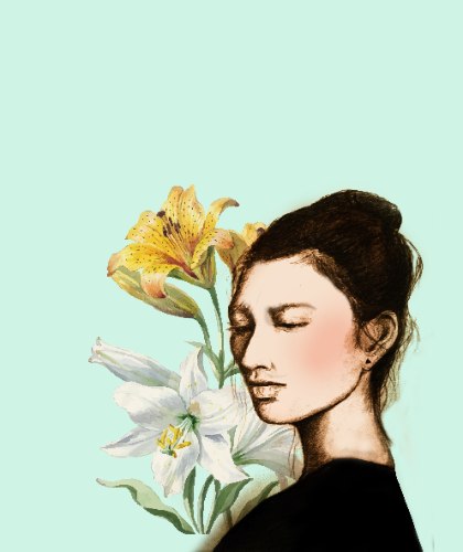 הדפס ציור נייר - סאקי פרחונית -הדפס ציור