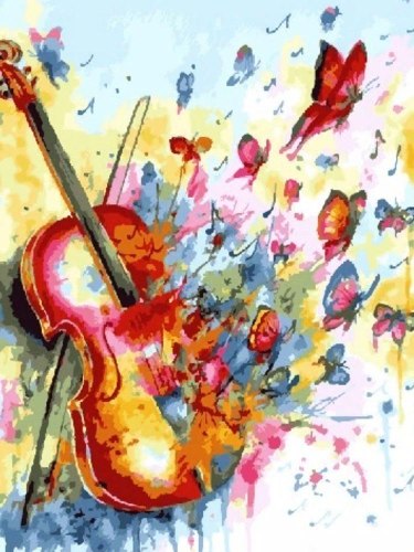 צביעה לפי מספרים - כינור פרפרים 50X60