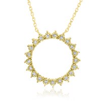 שרשרת ותליון זהב 14 קראט 0.13 קראט יהלומים 812173 - מחיר מבצע! 