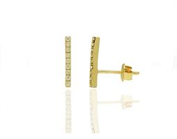 עגילי זהב בר משובצים זרקונים מזהב 14 קרט