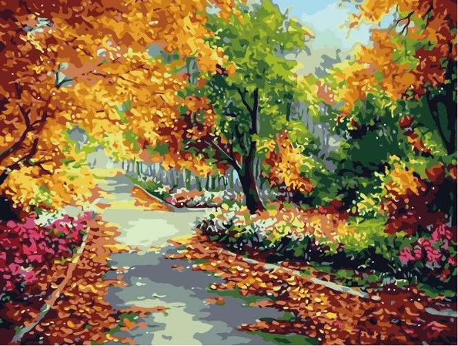 צביעה לפי מספרים - גן בסתיו 50X60